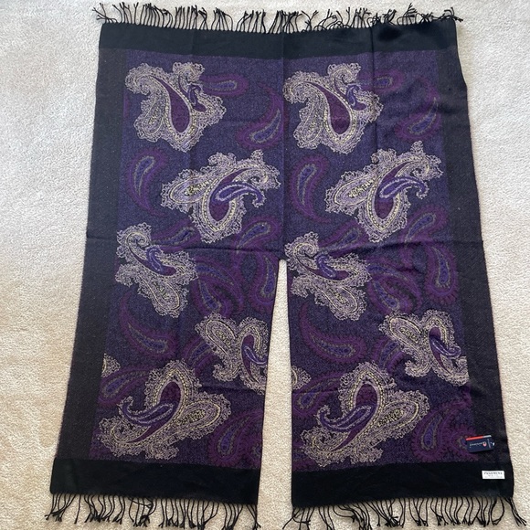 Pashmina/Silk Women Shawl Wrap Scarf Purple Floral Print Pattern - Picture 2 of 4